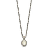 Shey Couture Sterling Silver with 14K Accent 18 Inch Antiqued Mother Of Pearl Necklace